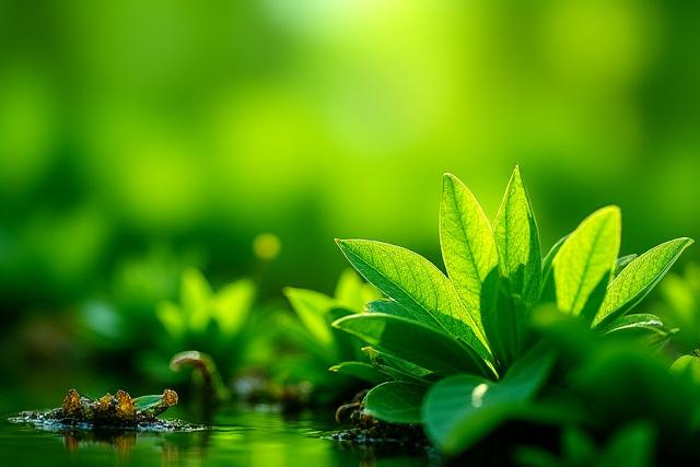 豊かな緑に覆われたデルタの湿地植物