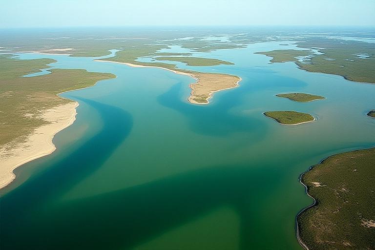 広大なデルタ地帯の美しい全景写真。